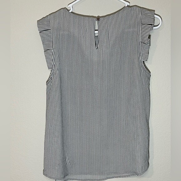Monteau Size Medium Striped Ruffle Sleeve Blouse - Picture 9 of 10